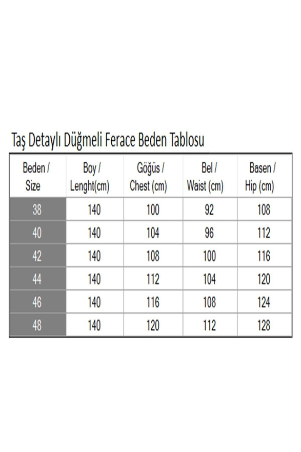 Taş Detaylı Fermuarlı Ferace Taba 19208