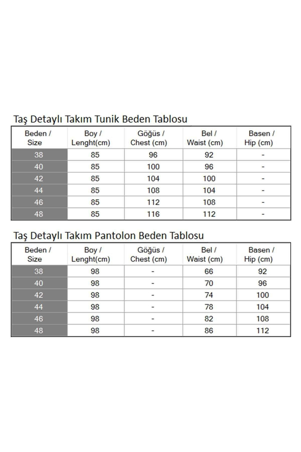 Taş Detaylı Takım Bej MSW19195-3