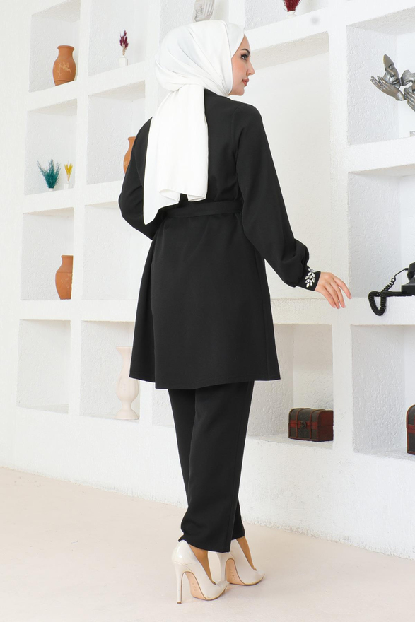 Taş Detaylı Takım Siyah MSW19203-1