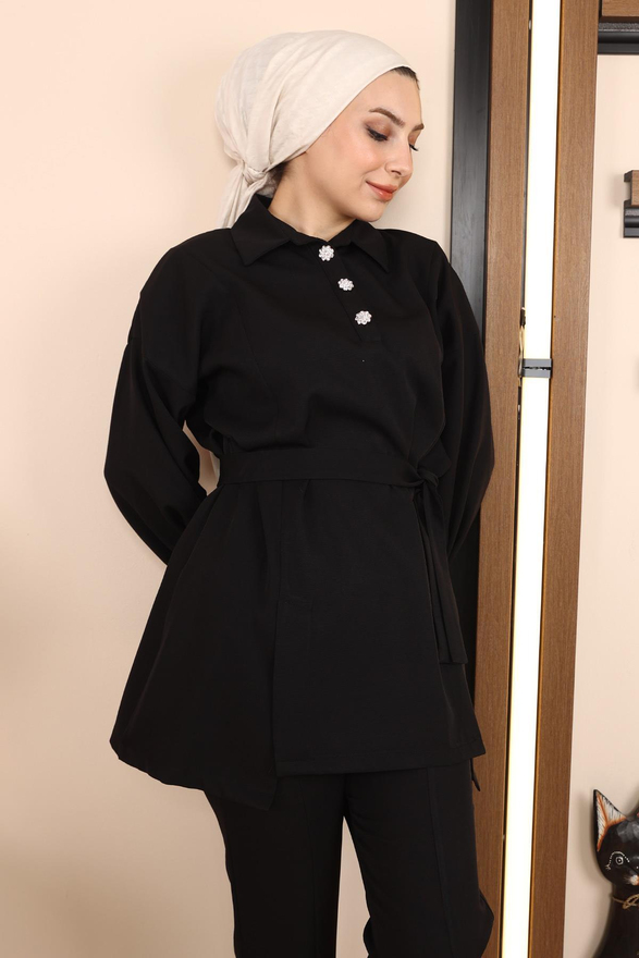 Yırtmaçlı Takım Siyah MSW19129-1