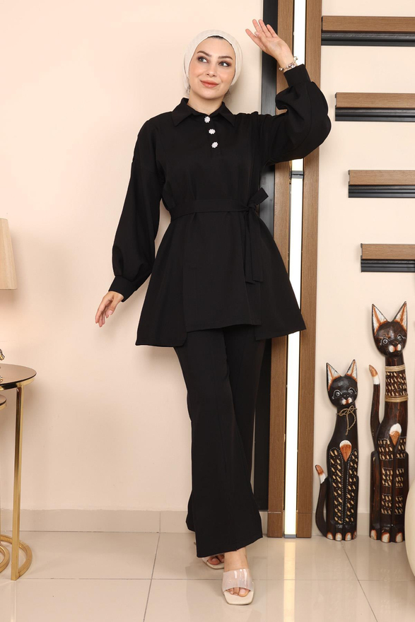 Yırtmaçlı Takım Siyah MSW19129-1