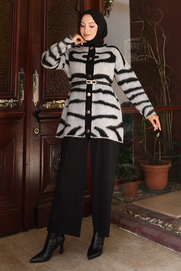 Zebra Desenli Triko Takım Gri 6154
