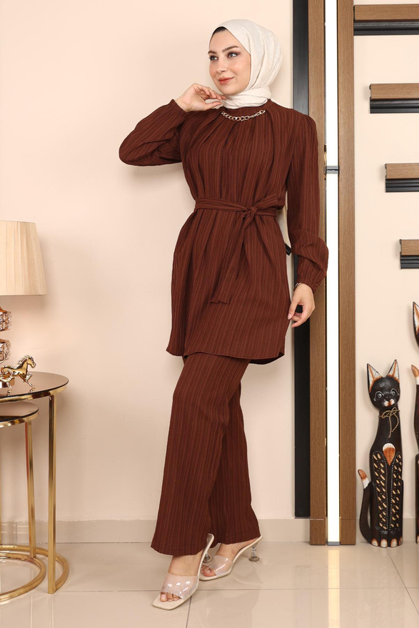 Zincir Detaylı Takım Kahverengi MSW19140-5