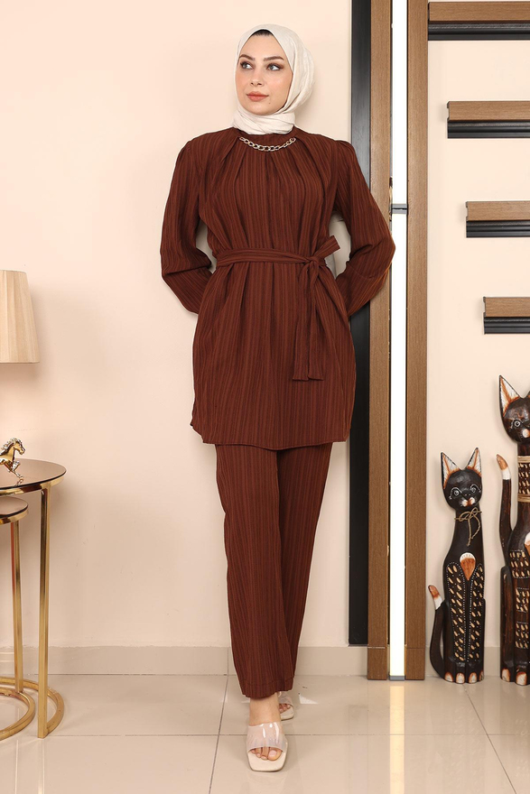 Zincir Detaylı Takım Kahverengi MSW19140-5