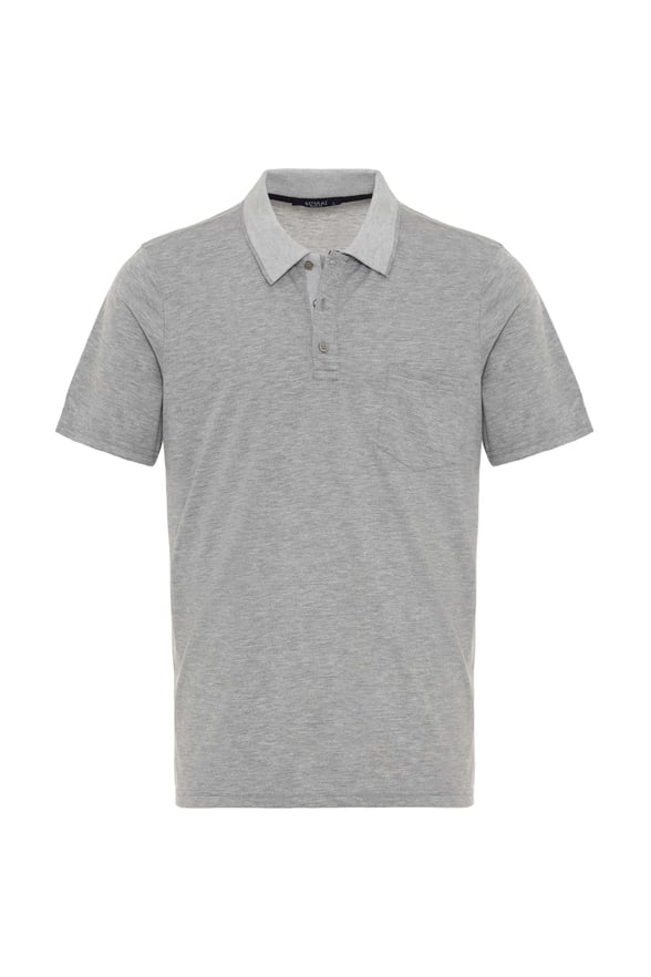 Açık Gri Regular Düz Polo Yaka Tişört