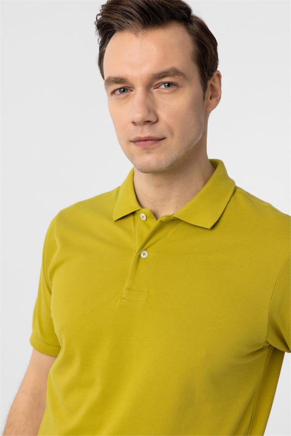 Açık Kahve Regular Armürlü Polo Yaka Tişört