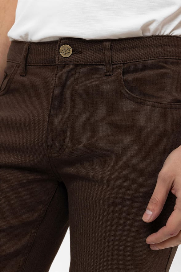 Açık Kahve Slim 5 Cep Kalıp Armürlü Pantolon