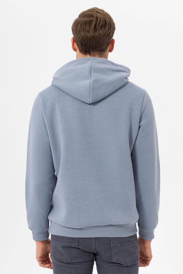 Açık Mavi Regular Düz Kapişonlu Yaka  Sweatshirt