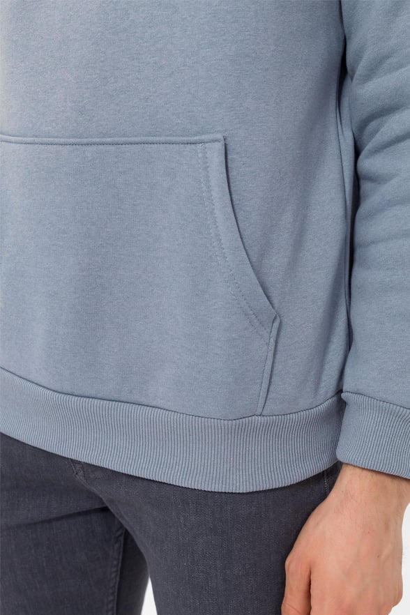 Açık Mavi Regular Düz Kapişonlu Yaka  Sweatshirt