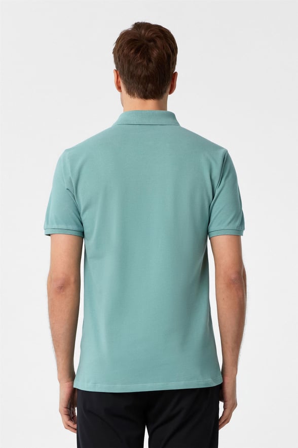 Açık Yeşil Slim Armürlü Polo Yaka Tişört