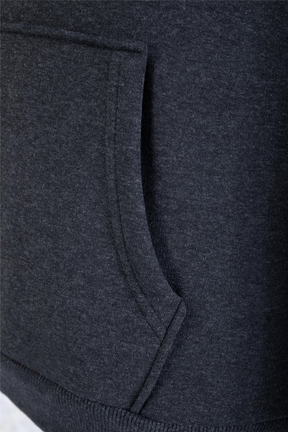 Antrasit Regular Düz Kapişonlu Yaka Sweatshirt