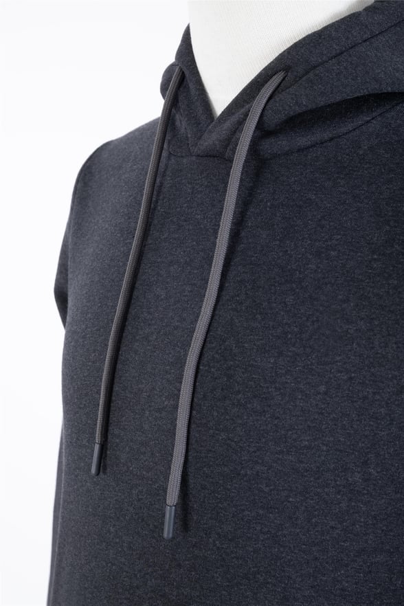 Antrasit Regular Düz Kapişonlu Yaka Sweatshirt