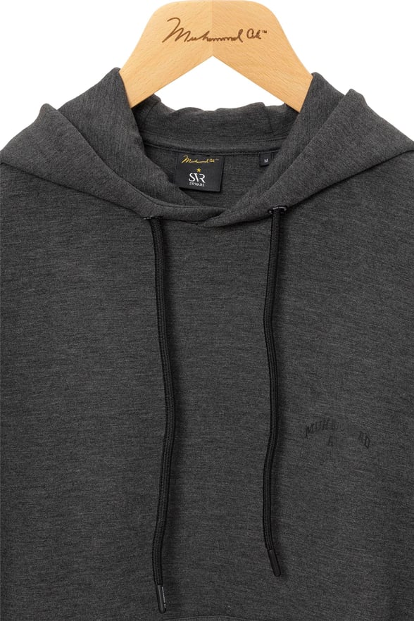 Antrasit Regular Düz Kapişonlu Yaka Sweatshirt