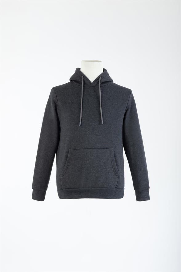 Antrasit Regular Düz Kapişonlu Yaka Sweatshirt