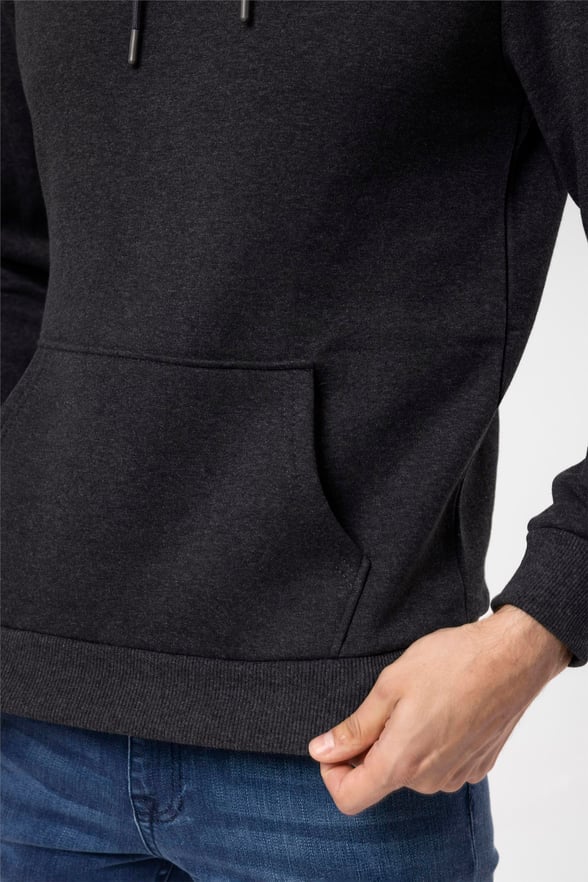 Antrasit Regular Düz Kapişonlu Yaka  Sweatshirt