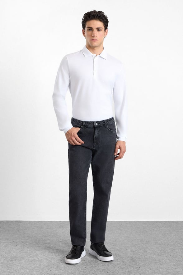 Antrasit Regular Normal Bel Denim Pantolon
