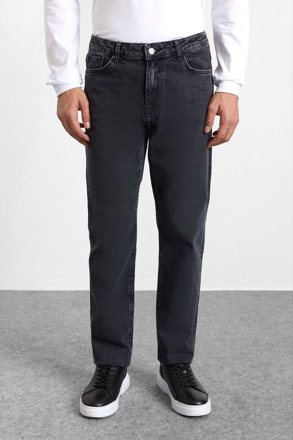 Antrasit Regular Normal Bel Denim Pantolon