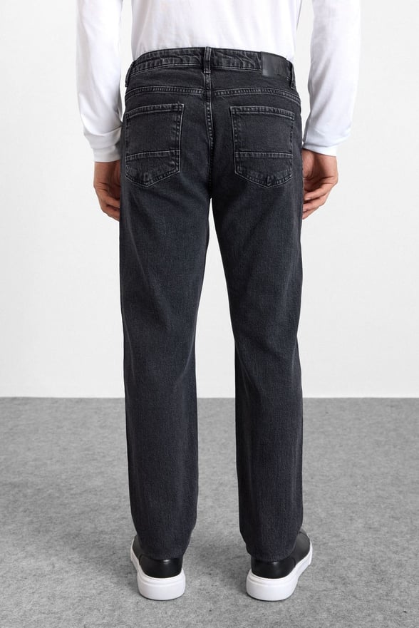 Antrasit Regular Normal Bel Denim Pantolon