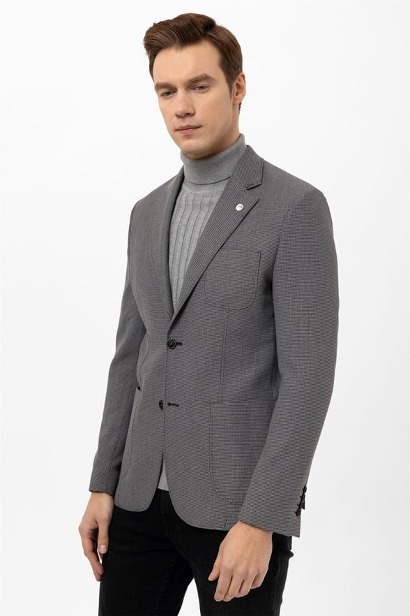 Antrasit Slim Armürlü Mono Yaka 6 Drop                                                       Ceket