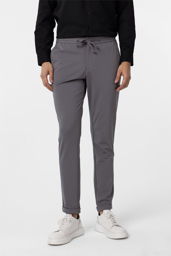 Antrasit Slim Düz Jogger Pantolon