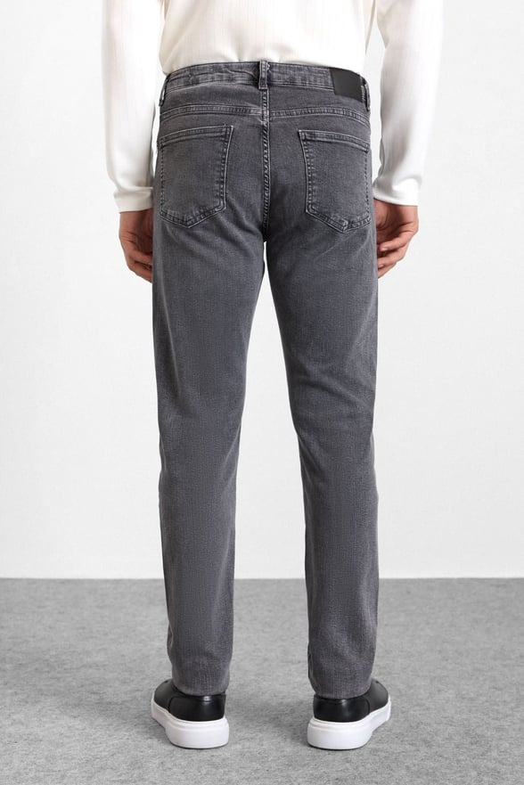 Antrasit Slim Normal Bel Denim Pantolon
