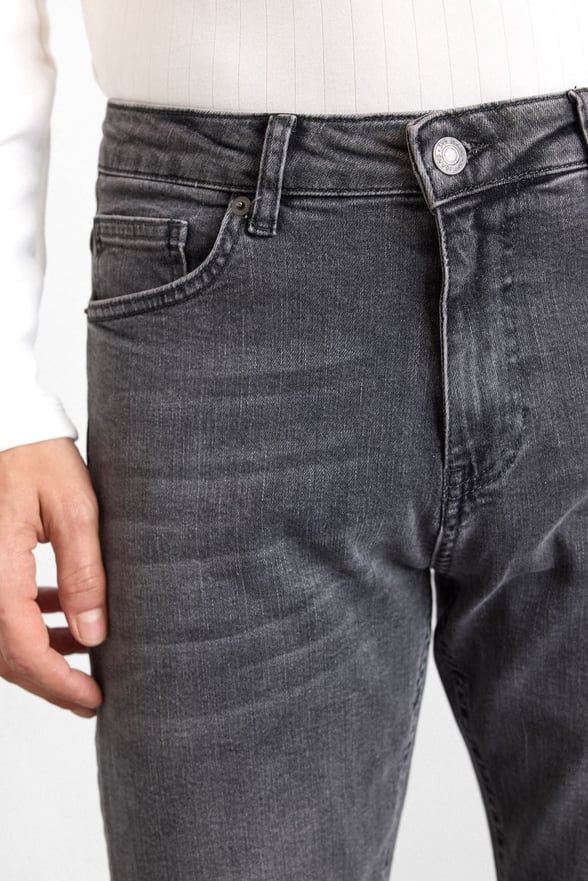 Antrasit Slim Normal Bel Denim Pantolon