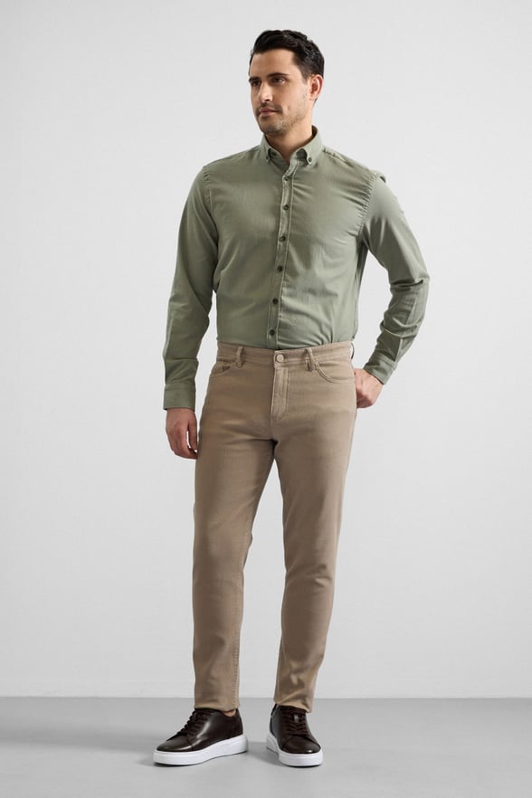 Bej Düz Casual Pantolon