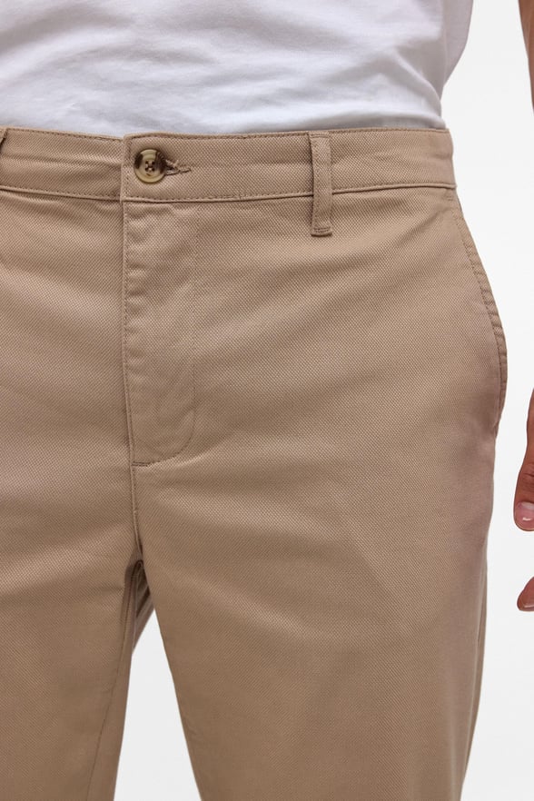 Bej Regular Armürlü Chino Pantolon