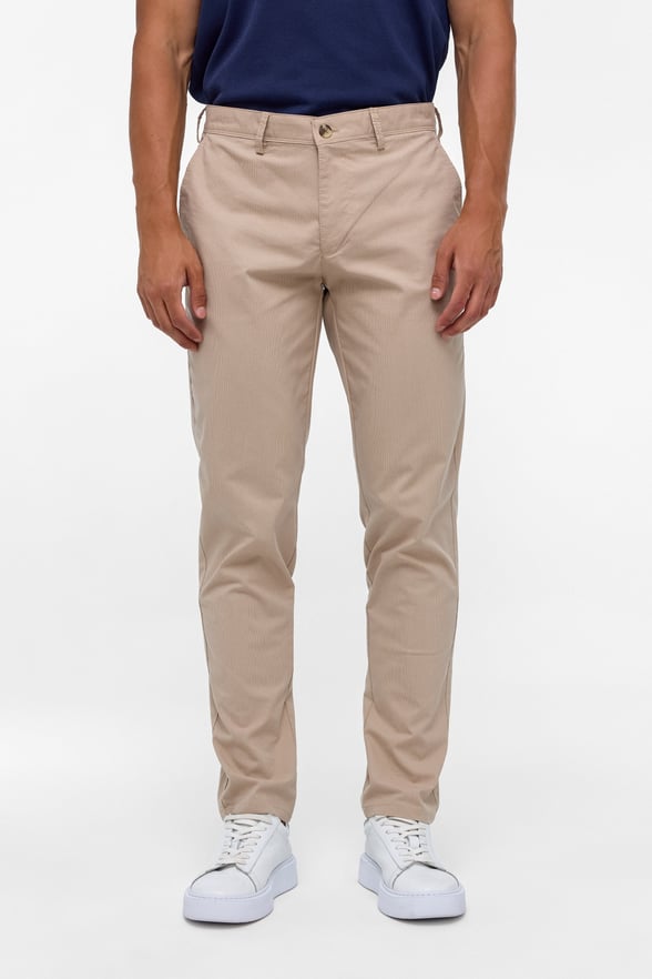 Bej Regular Armürlü Kanvas Pantolon