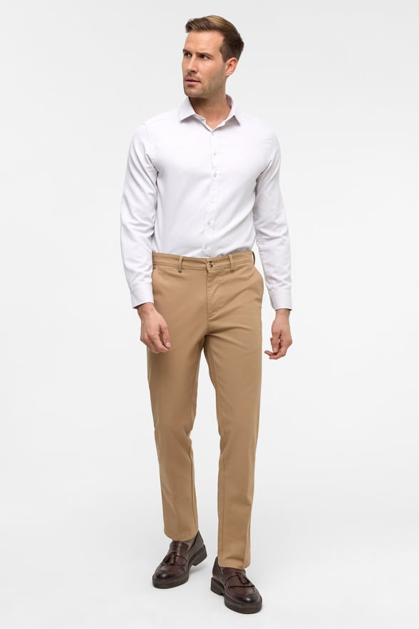 Bej Regular Armürlü Pantolon