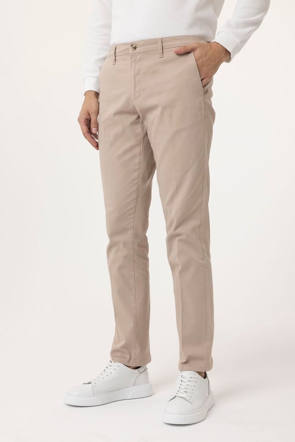 Bej Regular Armürlü Pantolon