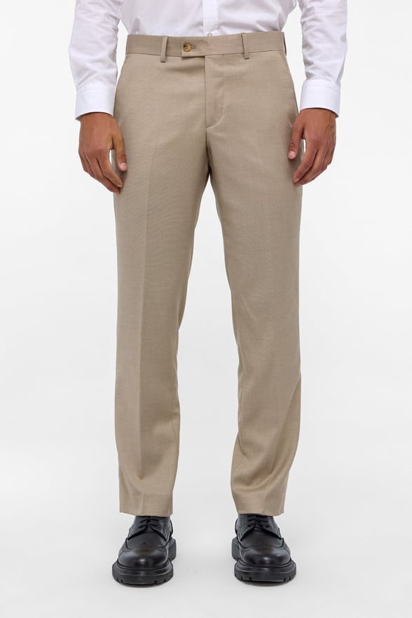 Bej Regular Armürlü Pantolon