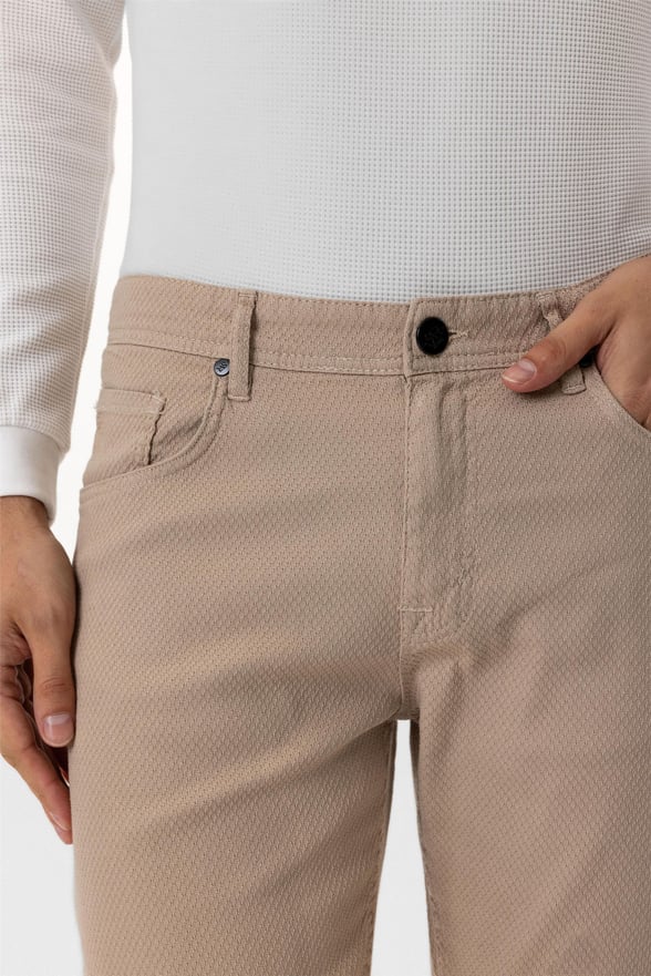 Bej Regular Armürlü Pantolon