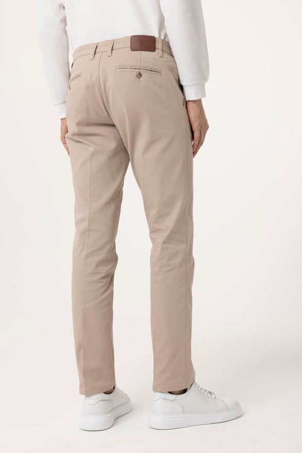 Bej Regular Armürlü Pantolon