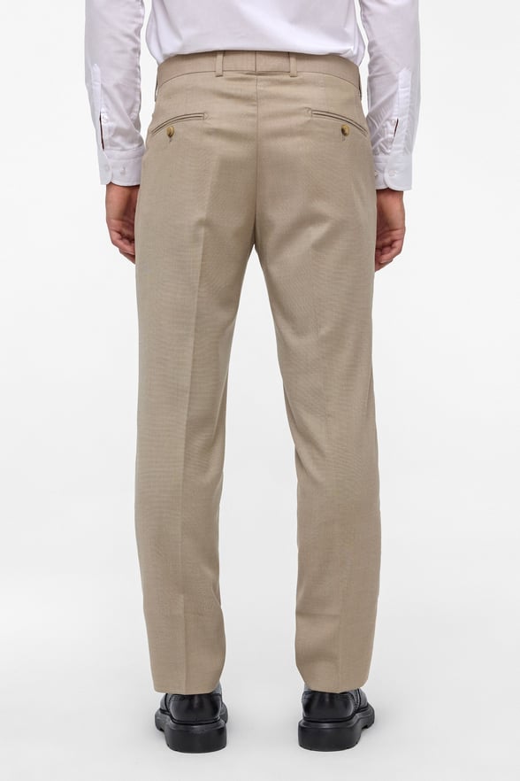 Bej Regular Armürlü Pantolon