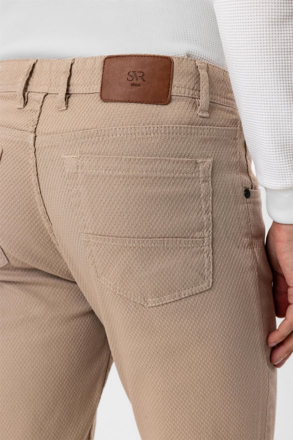 Bej Regular Armürlü Pantolon