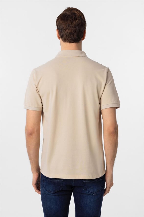 Bej Regular Armürlü Polo Yaka Tişört