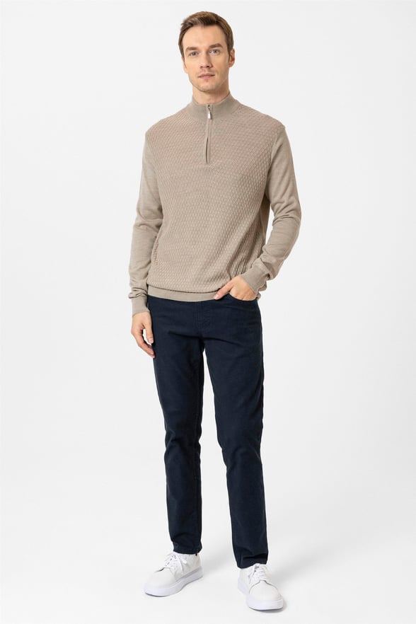 Bej Regular Desenli Hırka