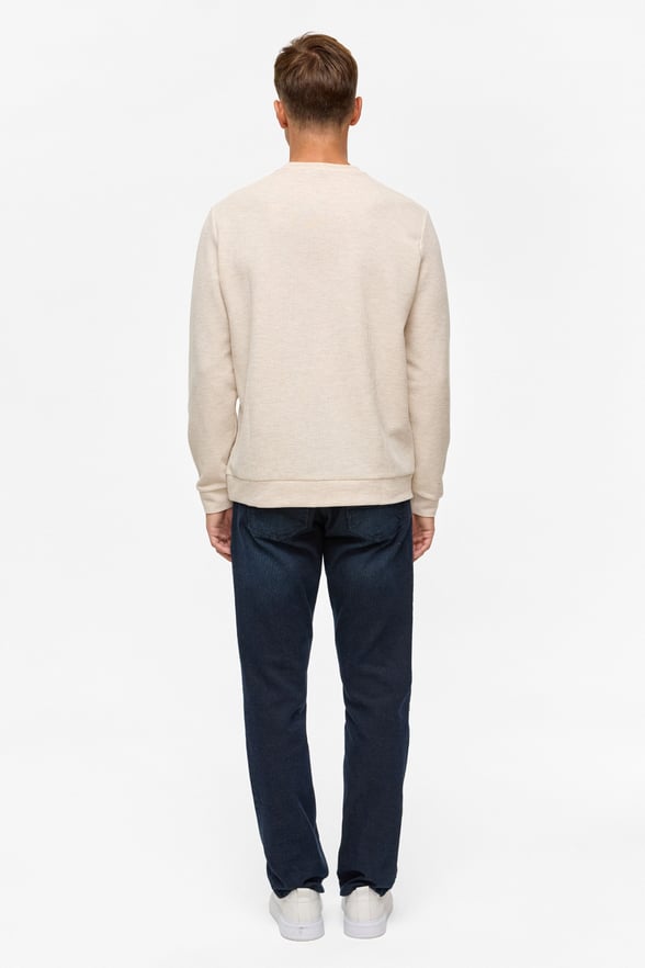 Bej Regular Düz Bisiklet Yaka Sweatshirt