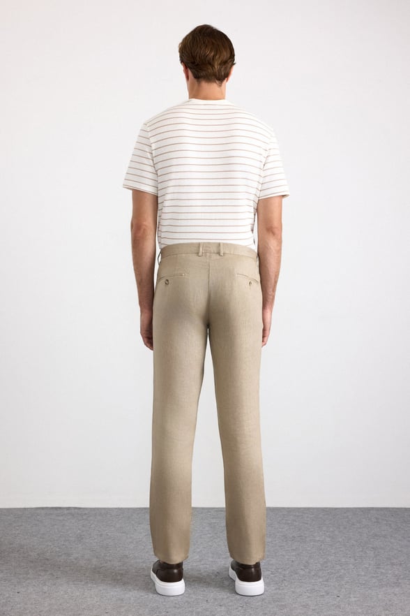 Bej Regular Düz Düz Normal Bel Standart Jogger Pantolon