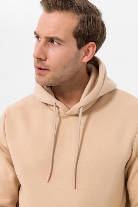 Bej Regular Düz Kapişonlu Yaka  Sweatshirt