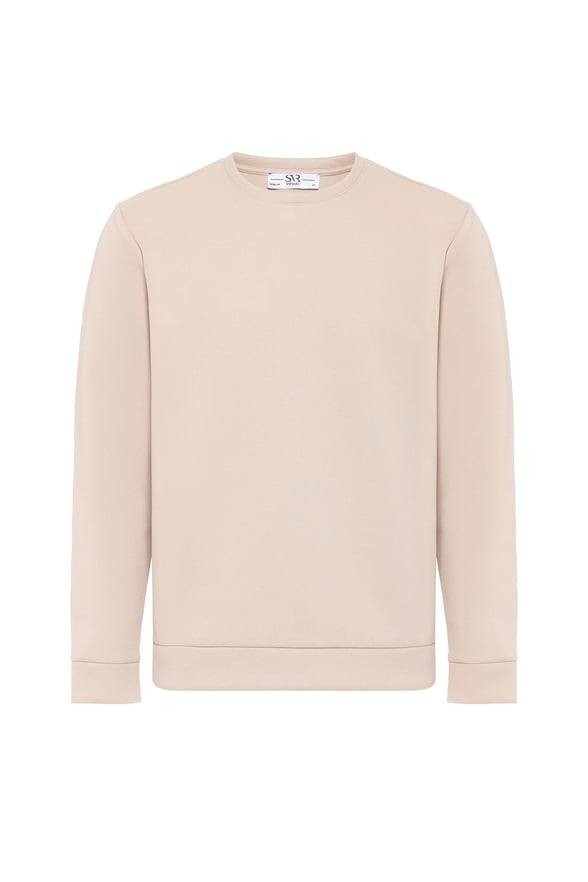 Bej Regular Düz O Yaka Sweatshirt