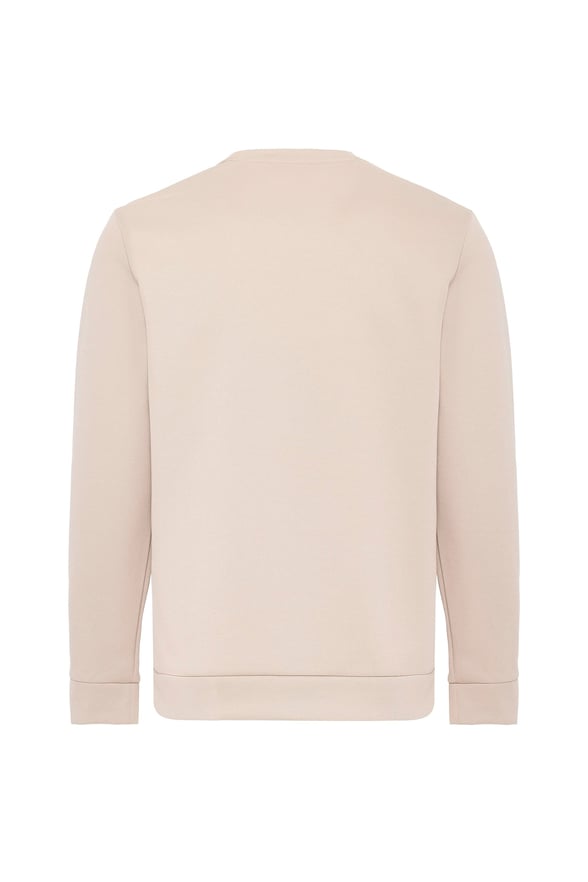 Bej Regular Düz O Yaka Sweatshirt