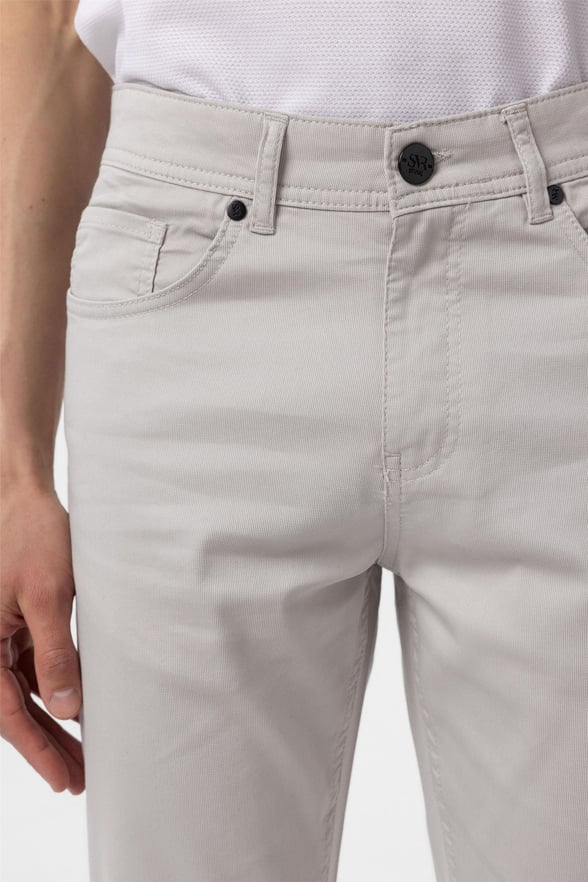 Bej Slim 5 Cep Kalıp Armürlü Pantolon