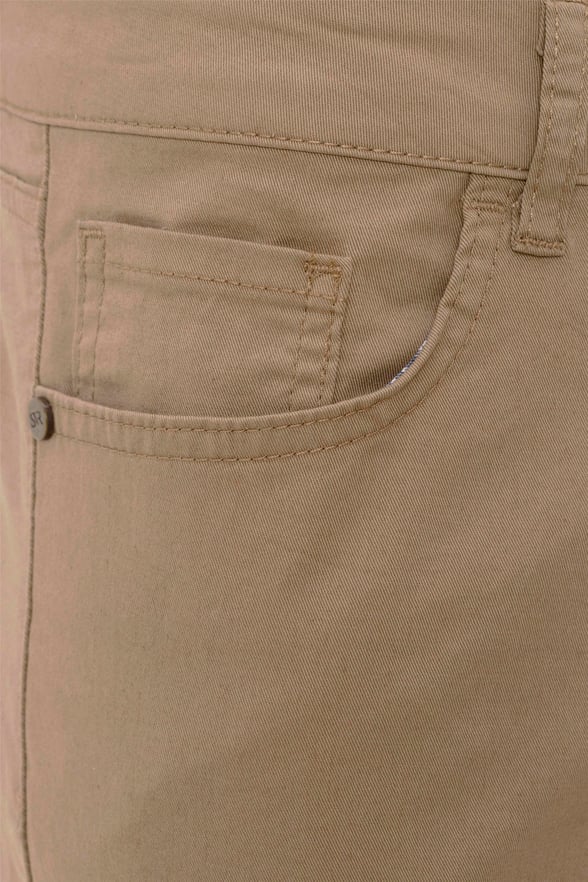 Bej Slim 5 Cep Kalıp Düz Pantolon