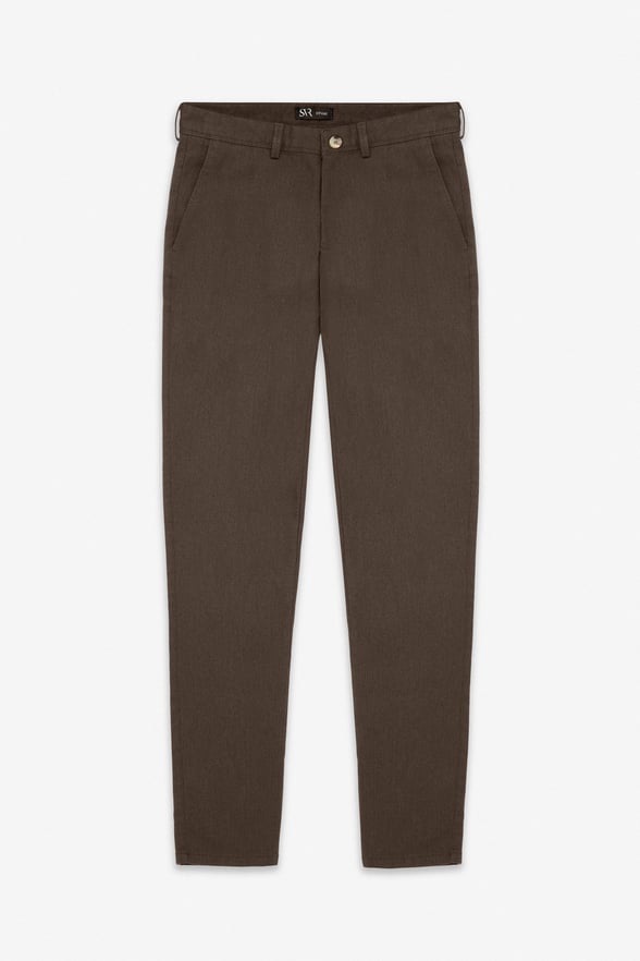 Bej Slim Armürlü Kanvas Casual Pantolon