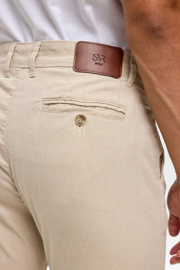Bej Slim Armürlü Kanvas Pantolon