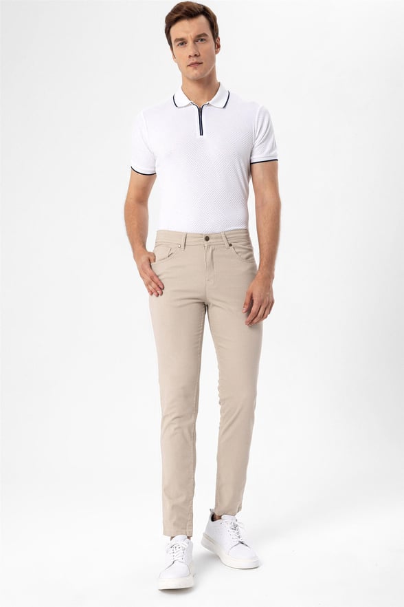 Bej Slim Armürlü   Pantolon