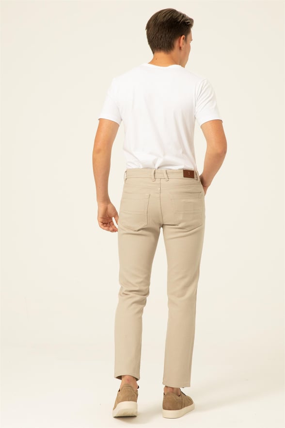 Bej Slim Armürlü   Pantolon