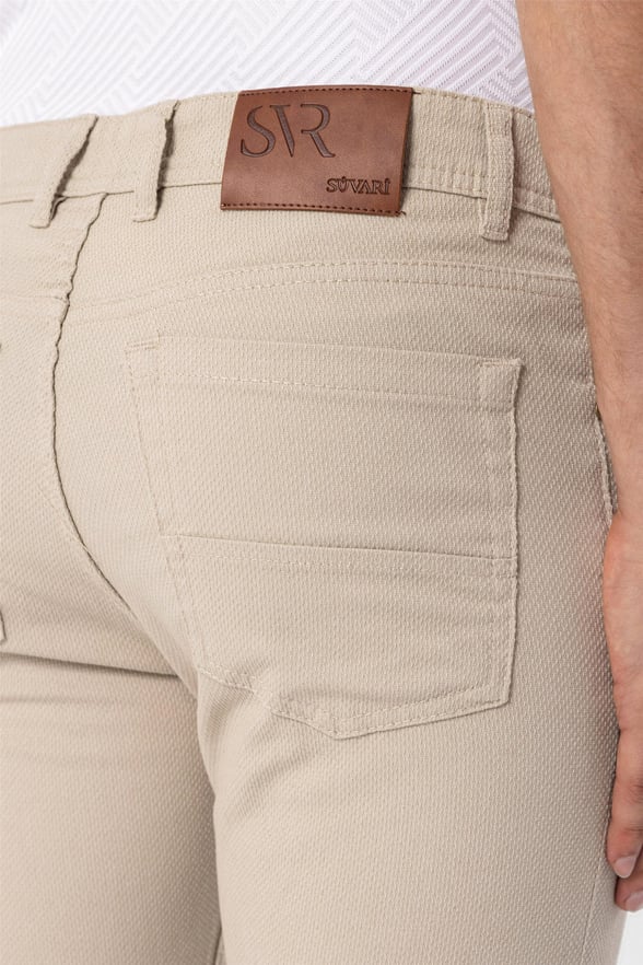 Bej Slim Armürlü   Pantolon